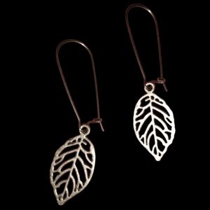 Handmade Leaf Charm Earrings Stainless Steel Big Oversized Wires Dangle Charms